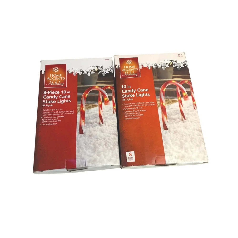 Candy Cane String Lights Red LED Christmas Replacement No Stakes Tested Lot of 2